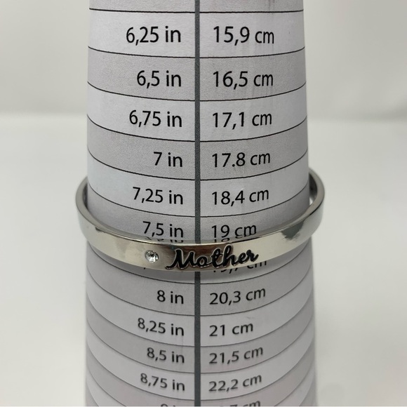 Mother Silver Toned with Rhinestone Sparkle Classic Cuff Bracelet - Picture 10 of 10